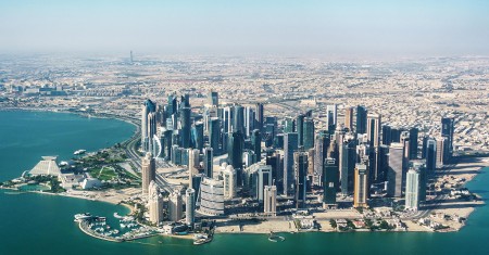 HMEENW Aerial view of Doha, Qatar