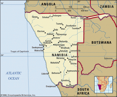 map of namibia